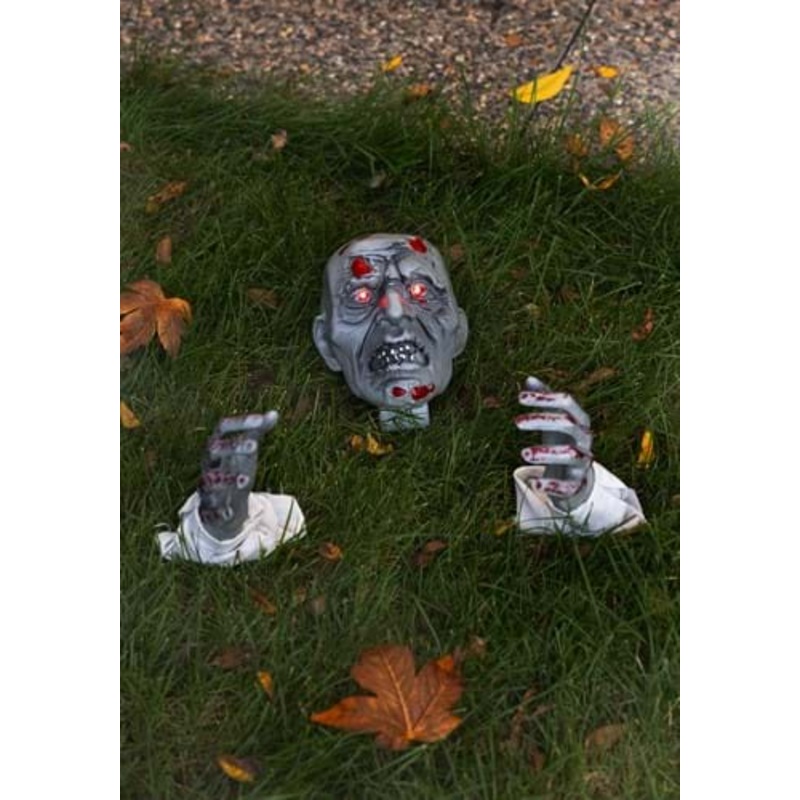 Zombie Head and Hands with Lights Halloween Decoration Standard