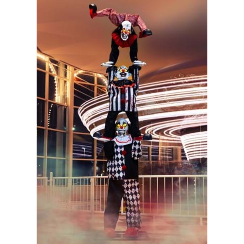 12FT 3-Stacked Acrobatic Animatronic Clowns Halloween Decoration - Brick Thunder Standard