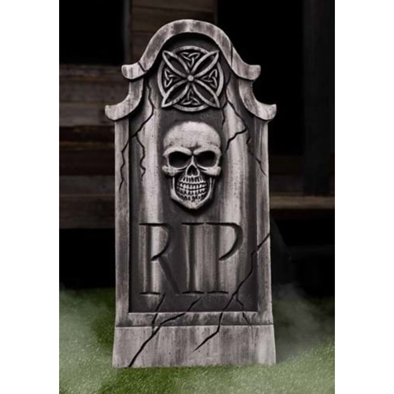 35.5-Inch Weathered Skull Tombstone Halloween Decoration Standard