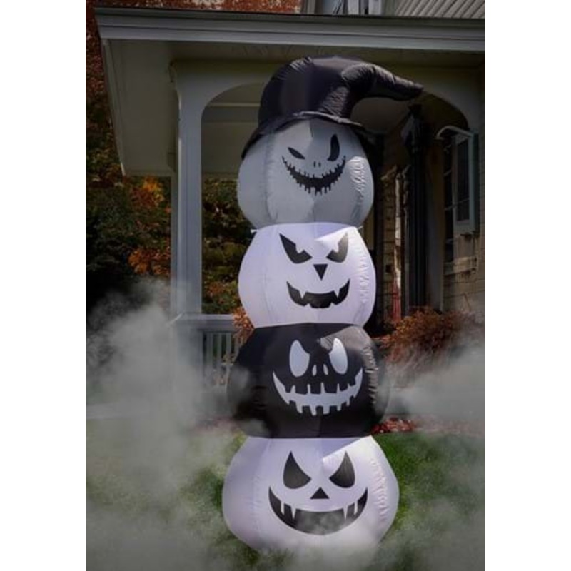 5FT White & Black Stacked Jack O Lantern Inflatable Halloween Decoration Standard