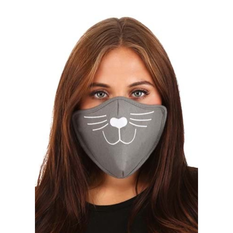 Adult Gray Cat Face Mask Standard