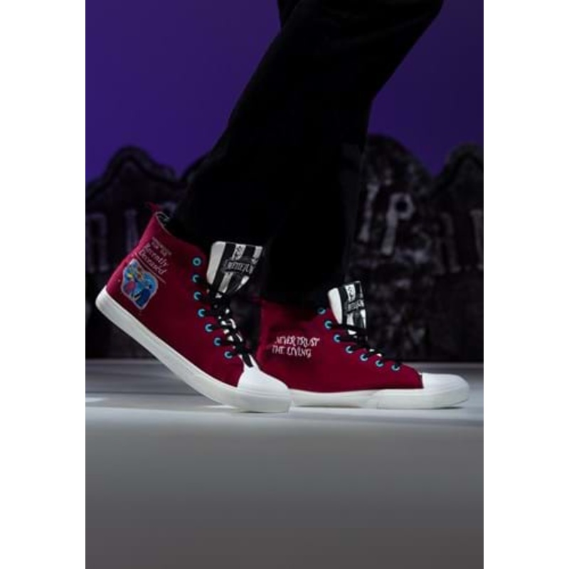 Beetlejuice Recently Deceased Maroon Sneakers for Adults Men's 5 / Women's 7