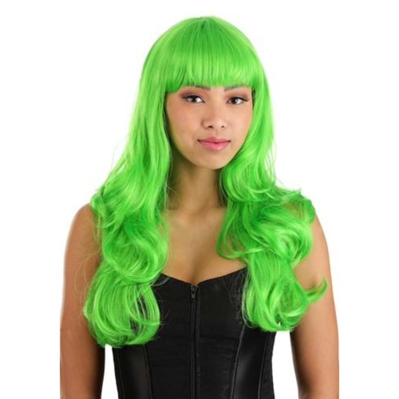 Bright Green Full Wavy Wig for Women Standard