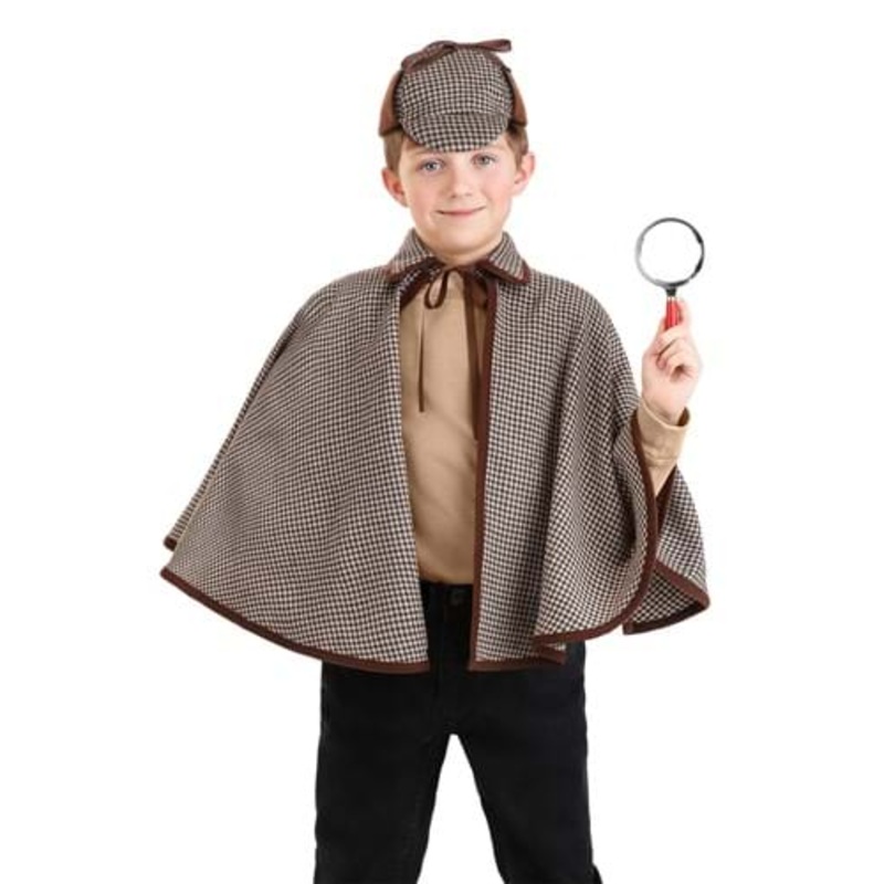 Kid's Sherlock Holmes Hat and Poncho Costume Accessory Kit Standard
