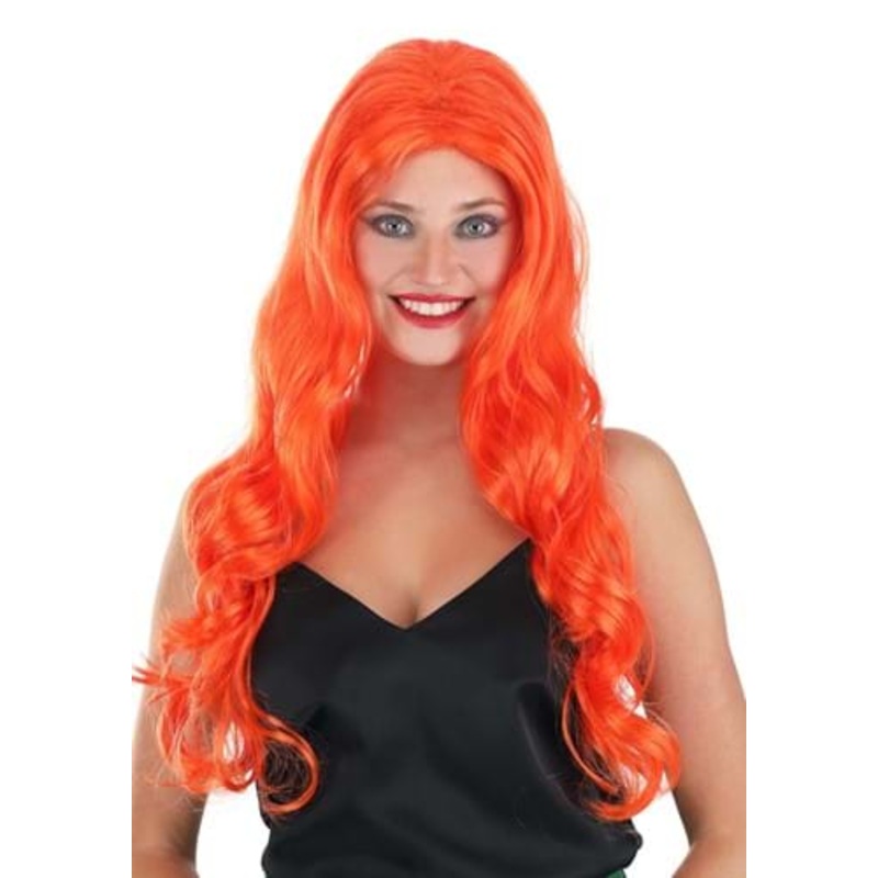 Long Wavy Orange Wig for Women Standard