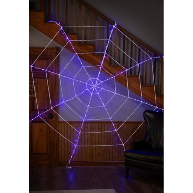 Purple Light-Up Spider Web Prop Decoration Standard