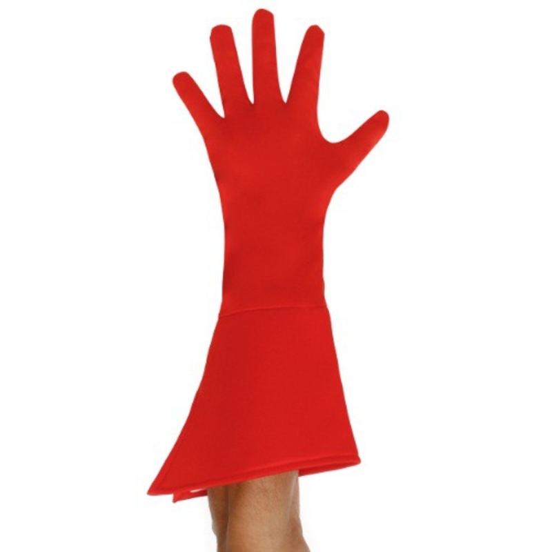Red Superhero Gloves for Adults Standard