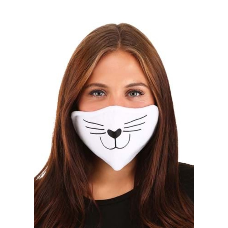 Adult White Cat Face Mask Standard