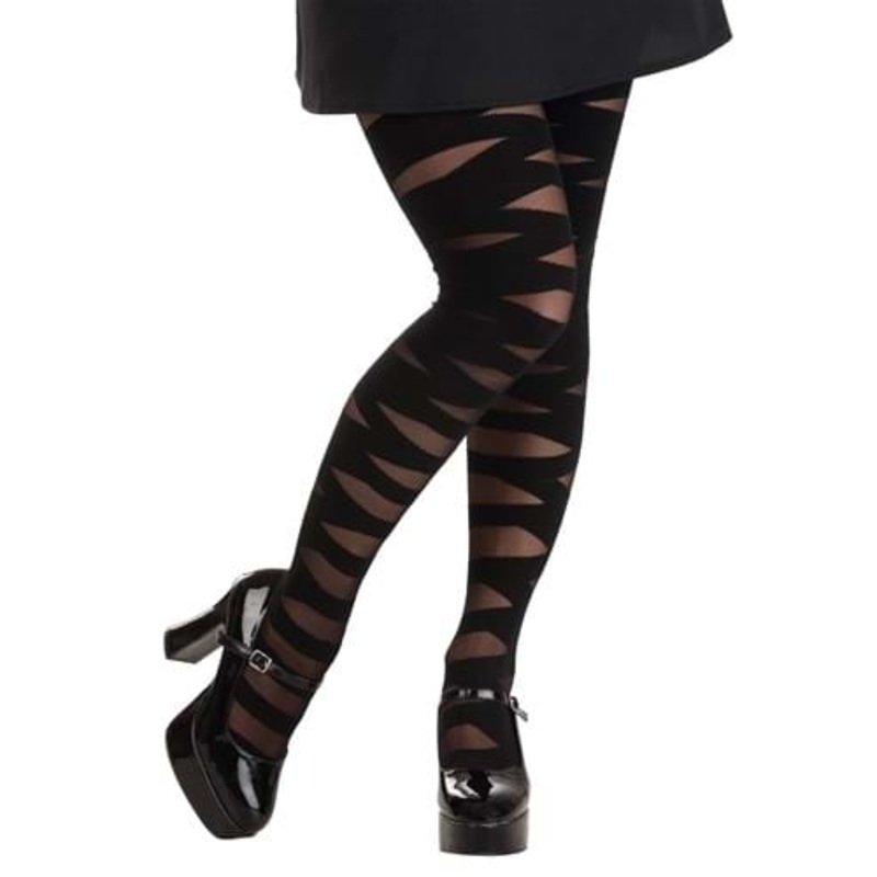 Black Banded Gothic Tights for Women Standard