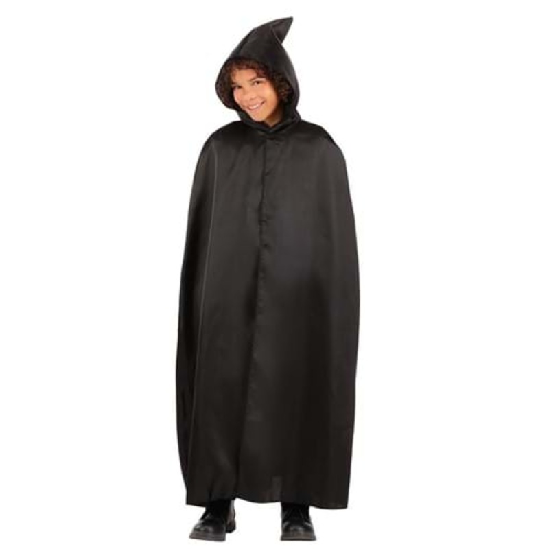 Black Hooded Cloak for Kids Standard