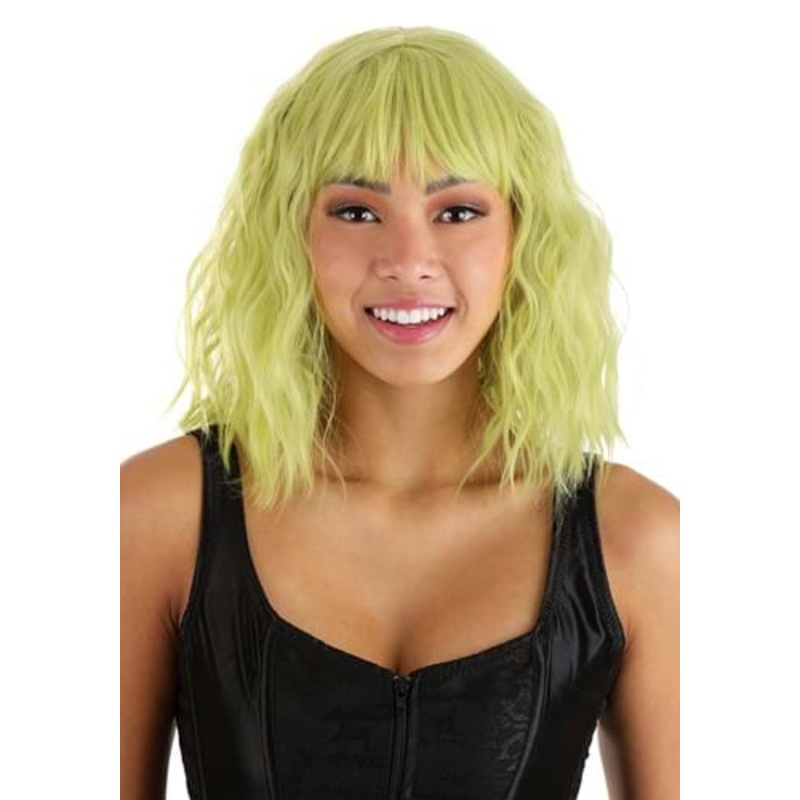 Blonde and Green Wavy Wig for Women Standard
