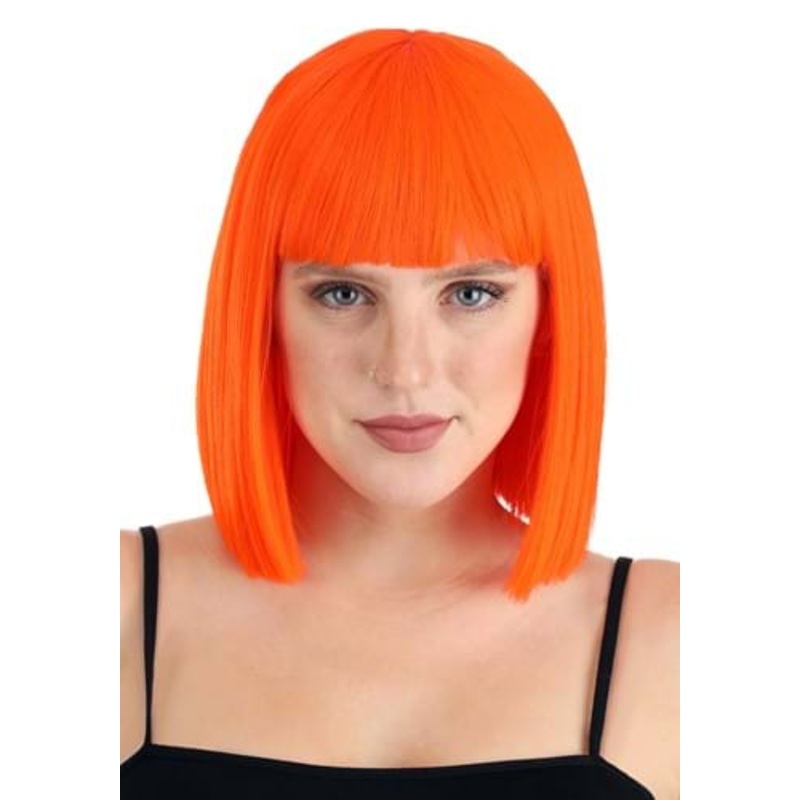 Bright Orange Bob Wig for Adults Standard