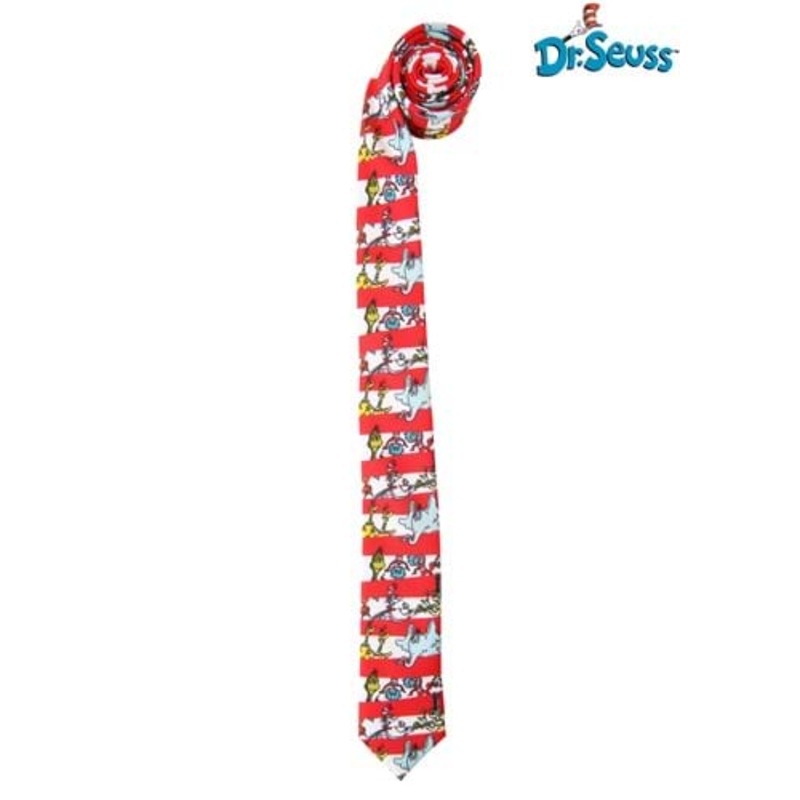 Dr. Seuss Characters & Stripes Necktie for Adults Standard