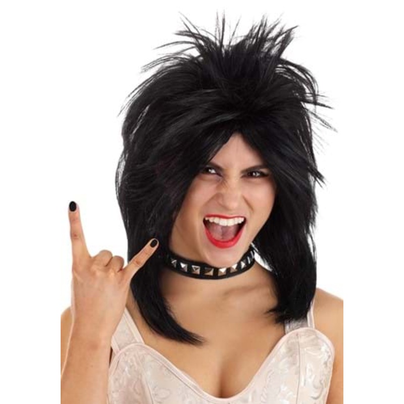 Heavy Metal Rocker Black Wig for Women Standard