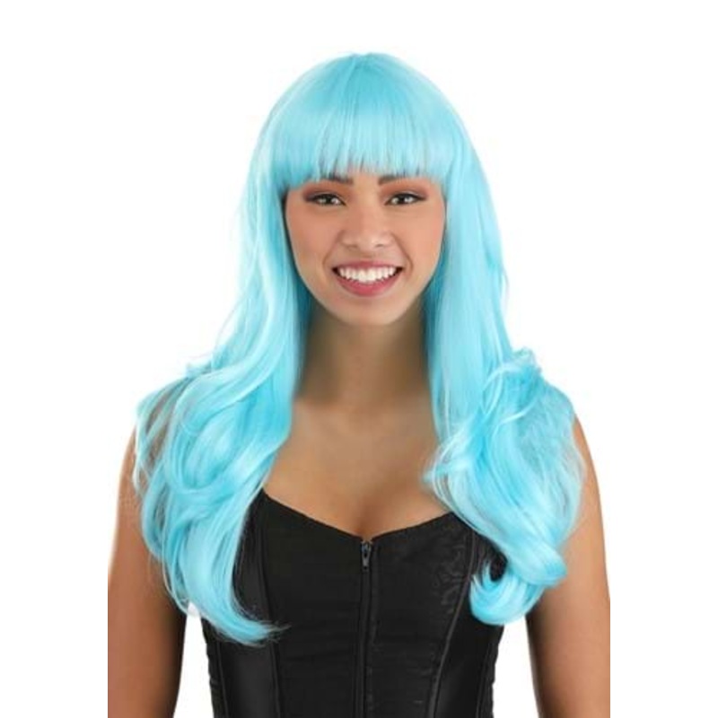Light Blue Full Wavy Wig Accessory Standard
