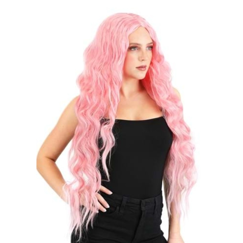 Light Pink Long Wavy Wig for Women Standard