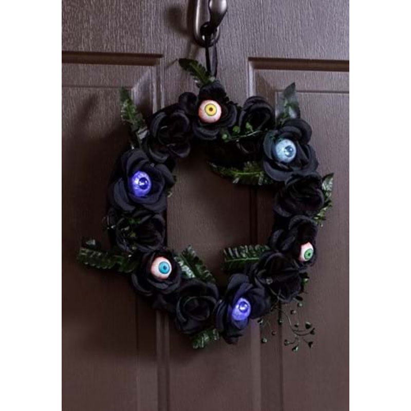 Light Up LED Eyeballs Flower Halloween Wreath Decoration Standard