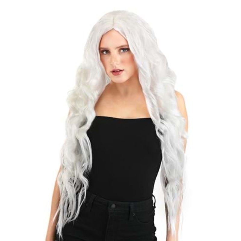 Long Bright White Wavy Wig  Standard