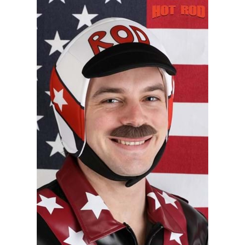 Men's Hot Rod Hero Helmet & Moustache Costume Kit Standard