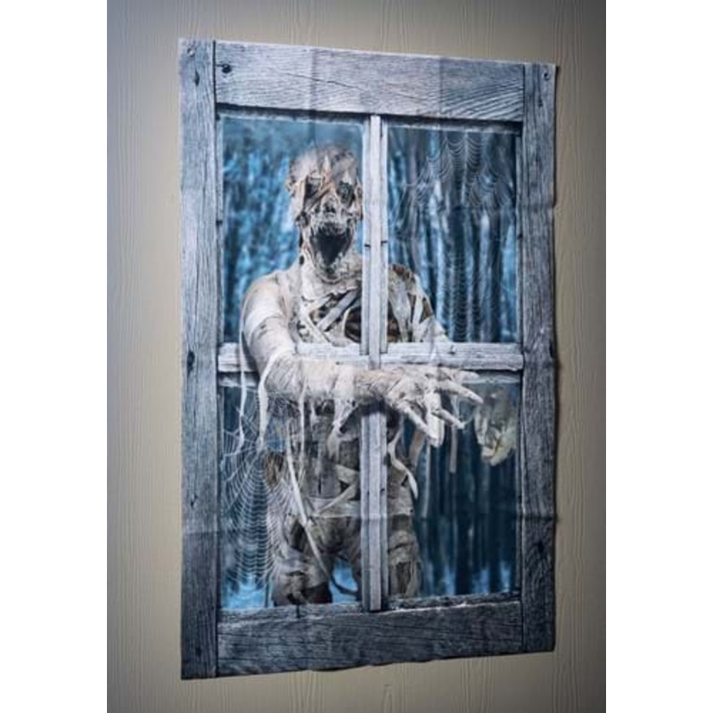 47-Inch Mummy Crashing the Window Printed Curtain Halloween Decoration Standard