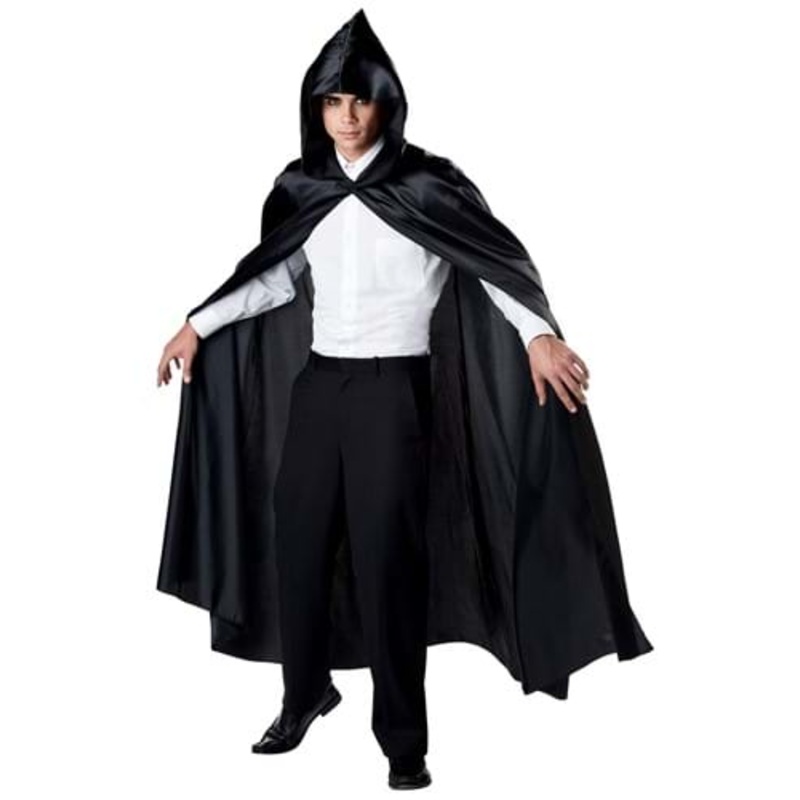 Adult Black Hooded Costume Cloak Standard
