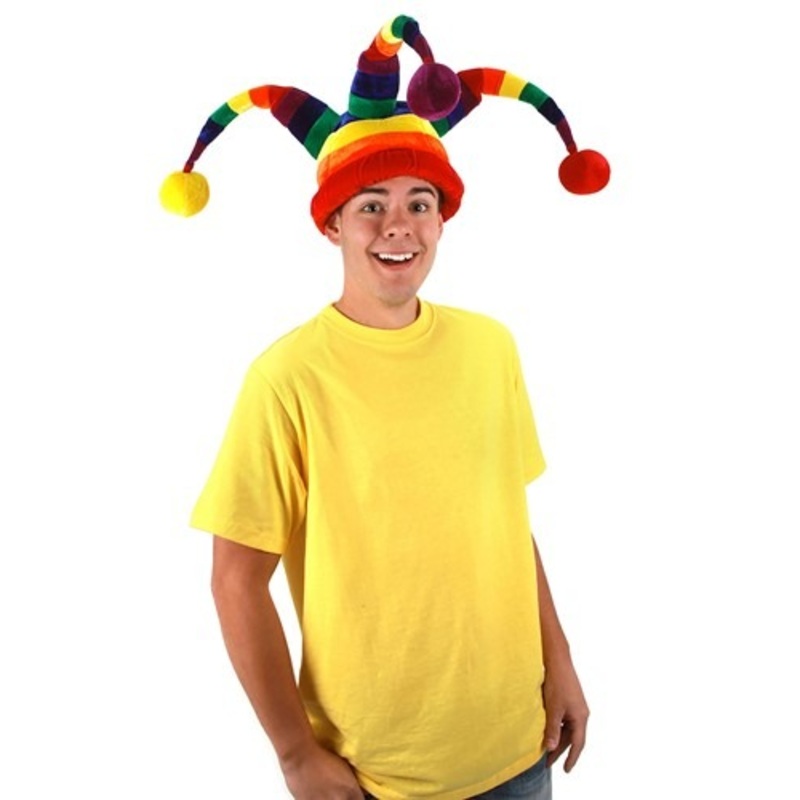 Plush Wacky Rainbow Jester Costume Hat Standard