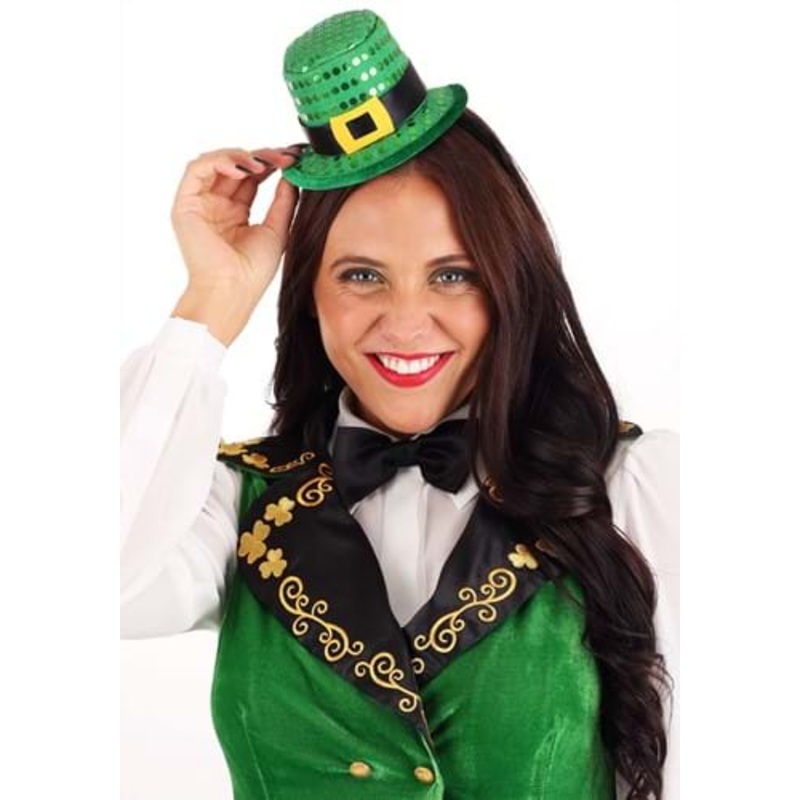 Sequin Mini Leprechaun Hat Costume Headband Standard