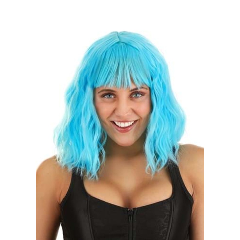 Sky Blue Wavy Wig for Women Standard