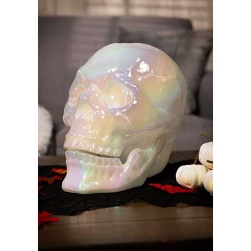10-Inch Large Pearl Oil Slick Skull Halloween Decoration Standard