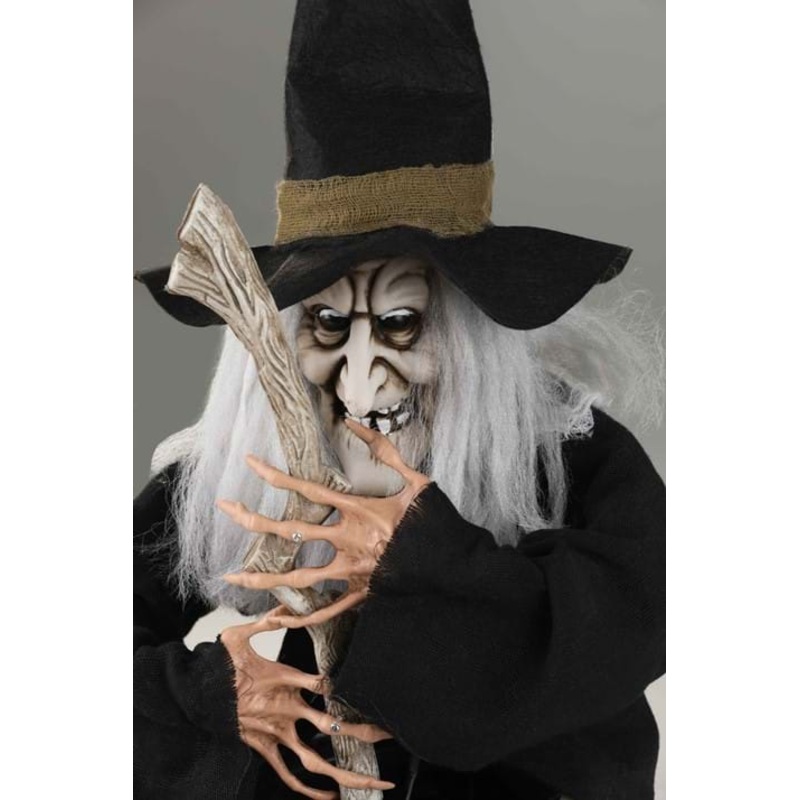 17-Inch Black Brewing Witch with Cauldron Prop Decoration Standard