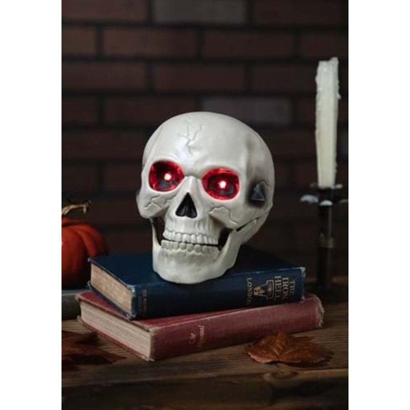 7-Inch Glowing Red Eyes Skull Halloween Decoration Standard