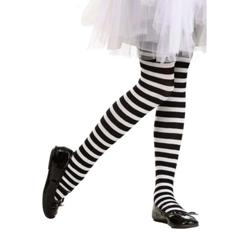 Black/White Striped Tights for Girls Standard