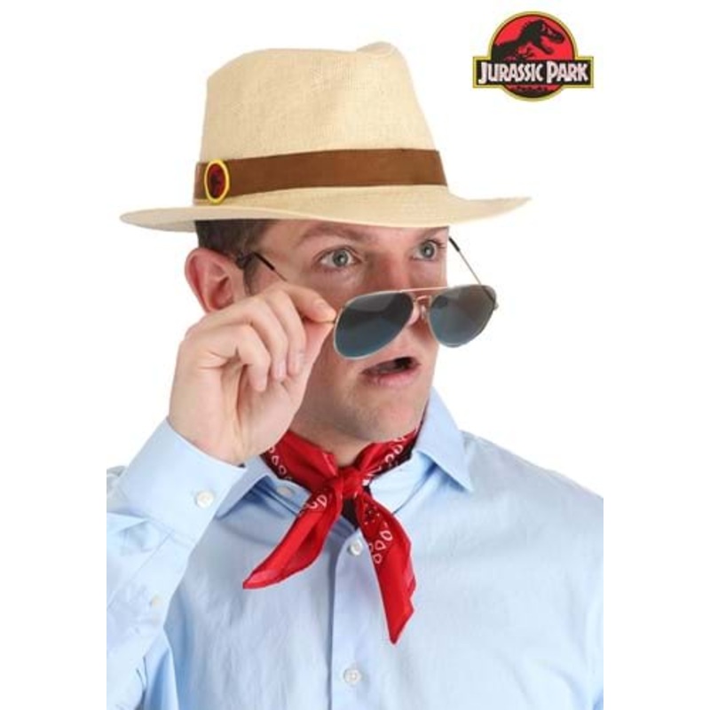 Jurassic Park Alan Costume Hat & Scarf for Adults Standard