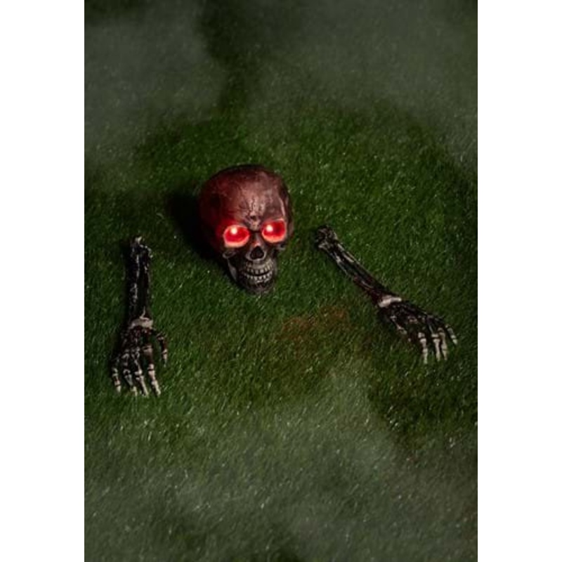 Light Up Skull & Pair of Hand Stakes Halloween Decoration Standard