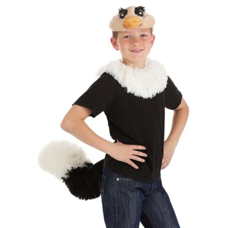 Ostrich Soft Headband, Collar, and Tail Accessory Kit