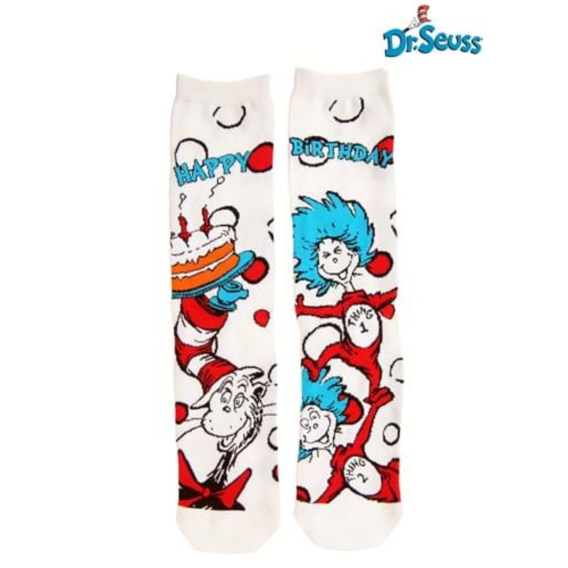 The Cat in the Hat Birthday Crew Socks for Adults Standard