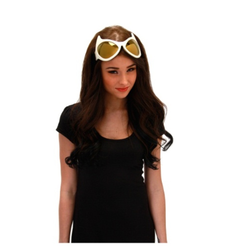 White & Gold Costume Cat Eye Goggles Standard