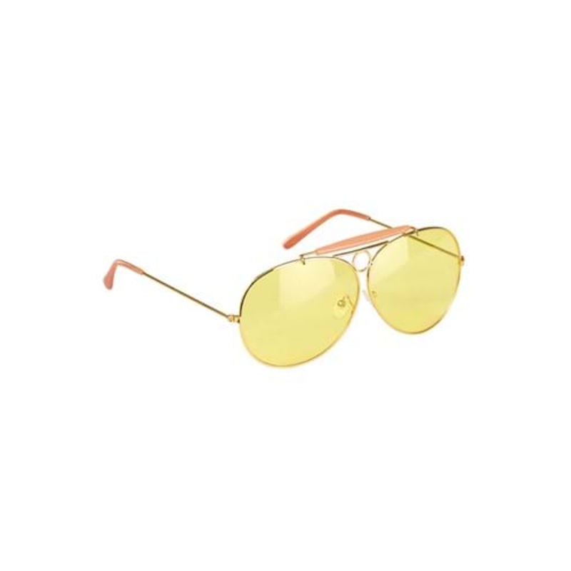 Yellow Aviator Costume Glasses Standard