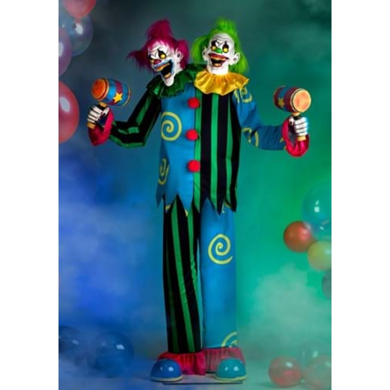 7.5FT Double Trouble Demon Clown Animated Halloween Decoration Standard