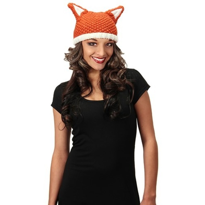 Fox Knit Orange Beanie Standard