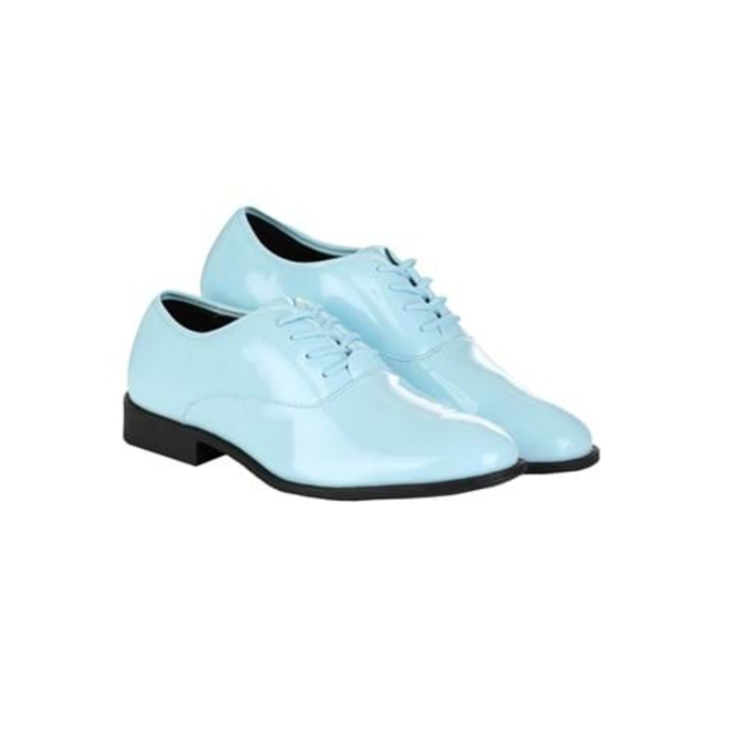 Shiny Powder Blue Tuxedo Shoes for Men Size 8