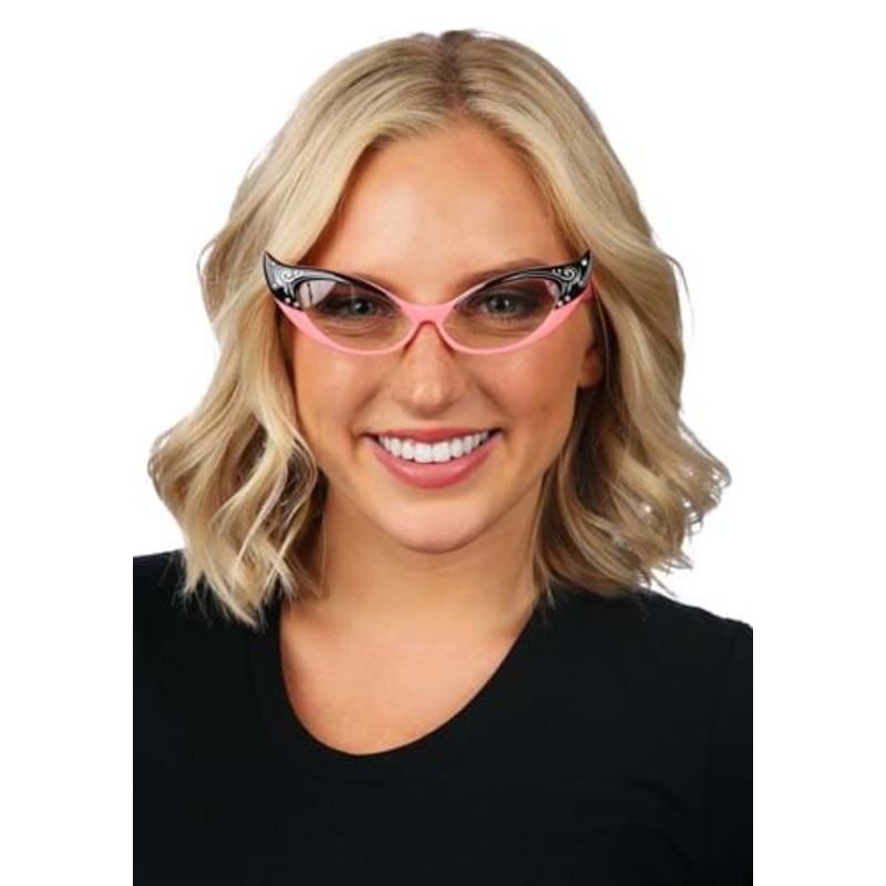 Vintage Cat Eyes Pink/Clear Glasses Standard