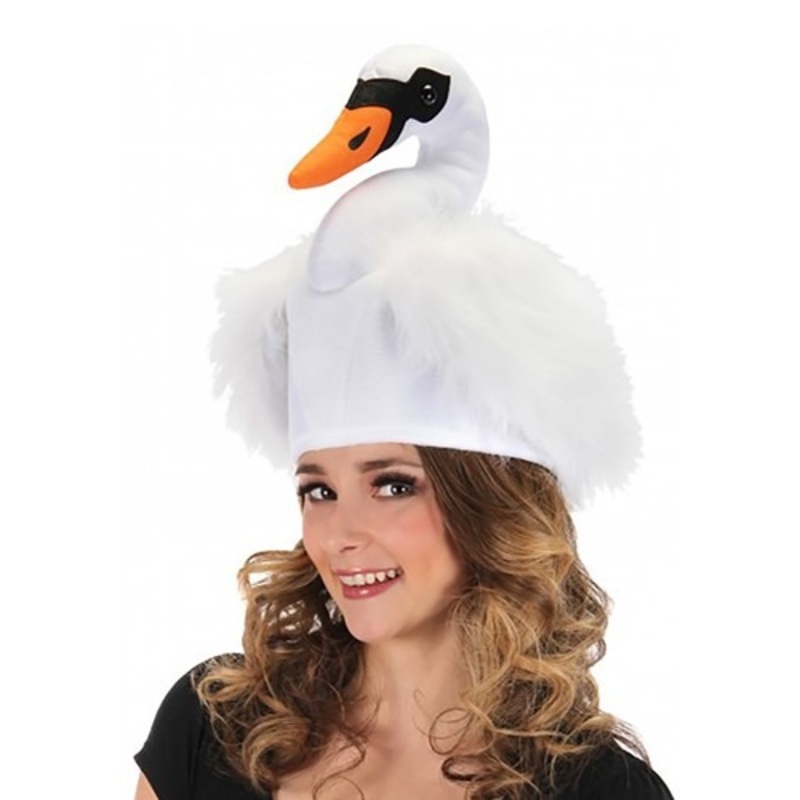Adult Swan Plush Costume Hat Standard
