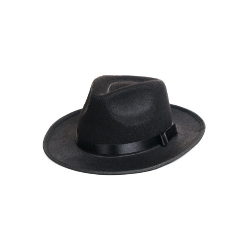 Black Gangster Costume Hat for Adults Standard
