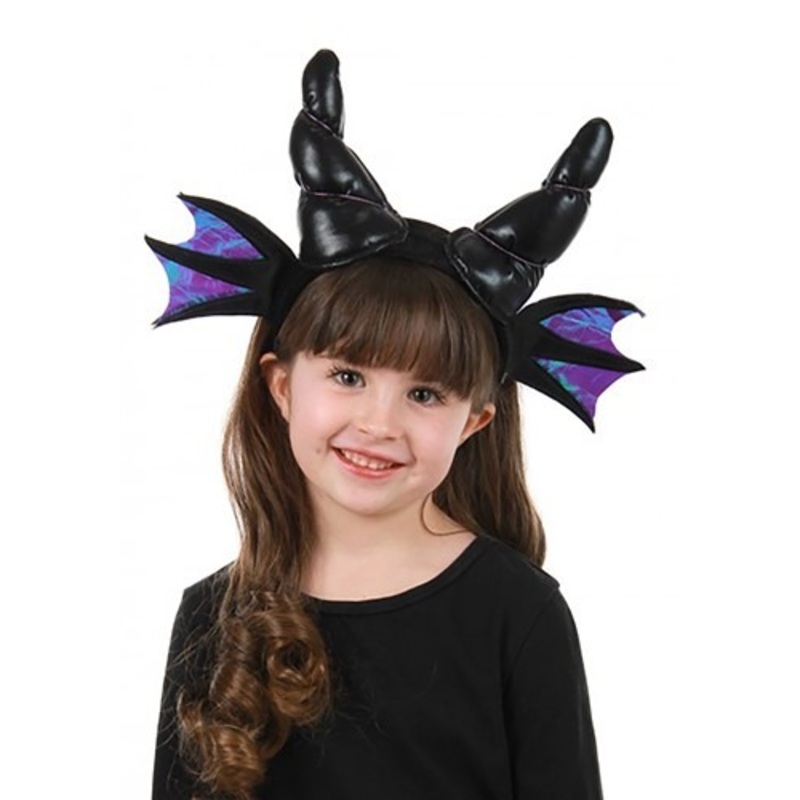 Black Stuffed Dragon Horns Costume Headband Standard