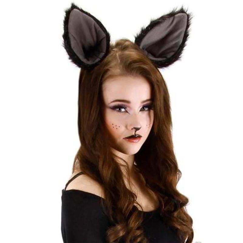 Deluxe Black Cat Ears Headband Costume Accessory Standard
