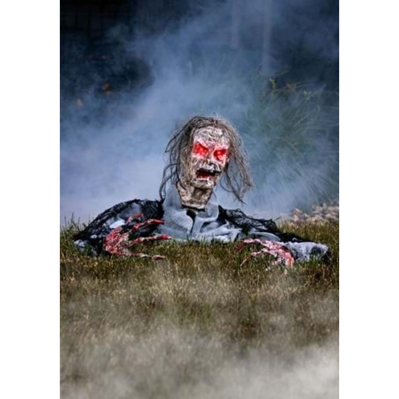 Half Body Zombie with Light Up Red Eyes Halloween Decoration Standard