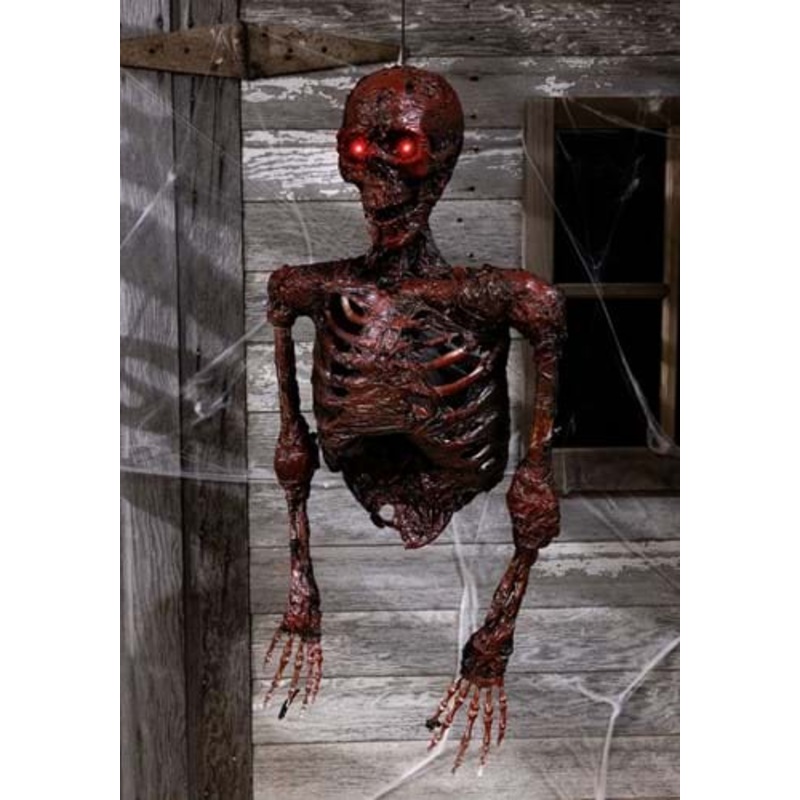 Hanging Half Skeleton with Red Light Up Eyes Decoration Standard