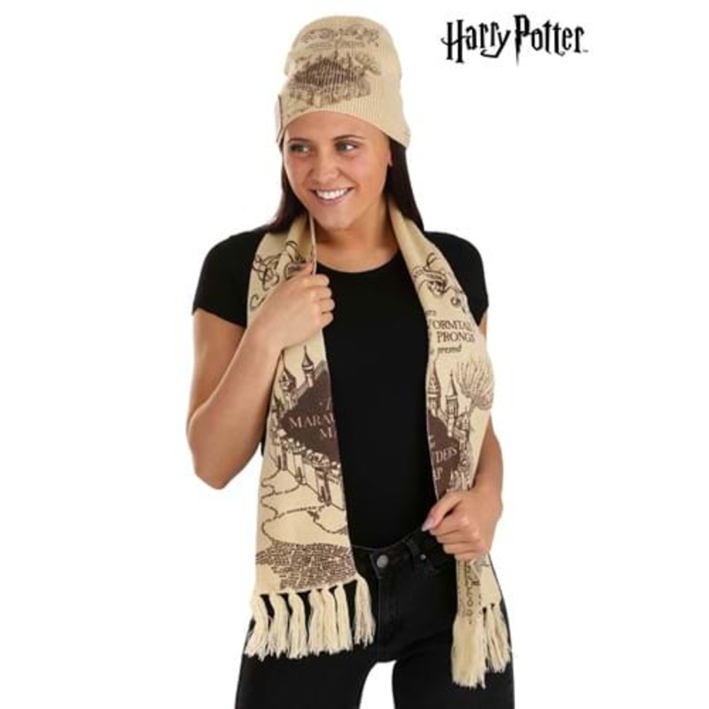 Harry Potter Marauders Map Knit Hat & Scarf Set Standard