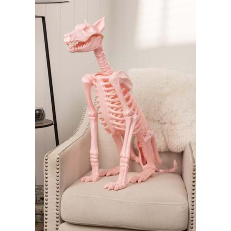 3.8FT Roxy the Pink Skeleton Dog Halloween Decoration Standard